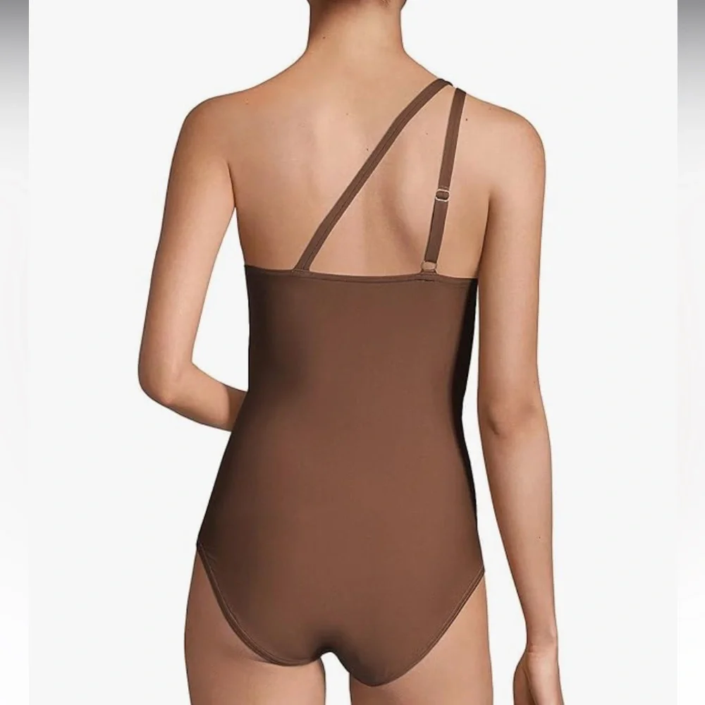 Lands End Brown One Shoulder One Piece Swimsuit Sz.‎ 24W NWT
